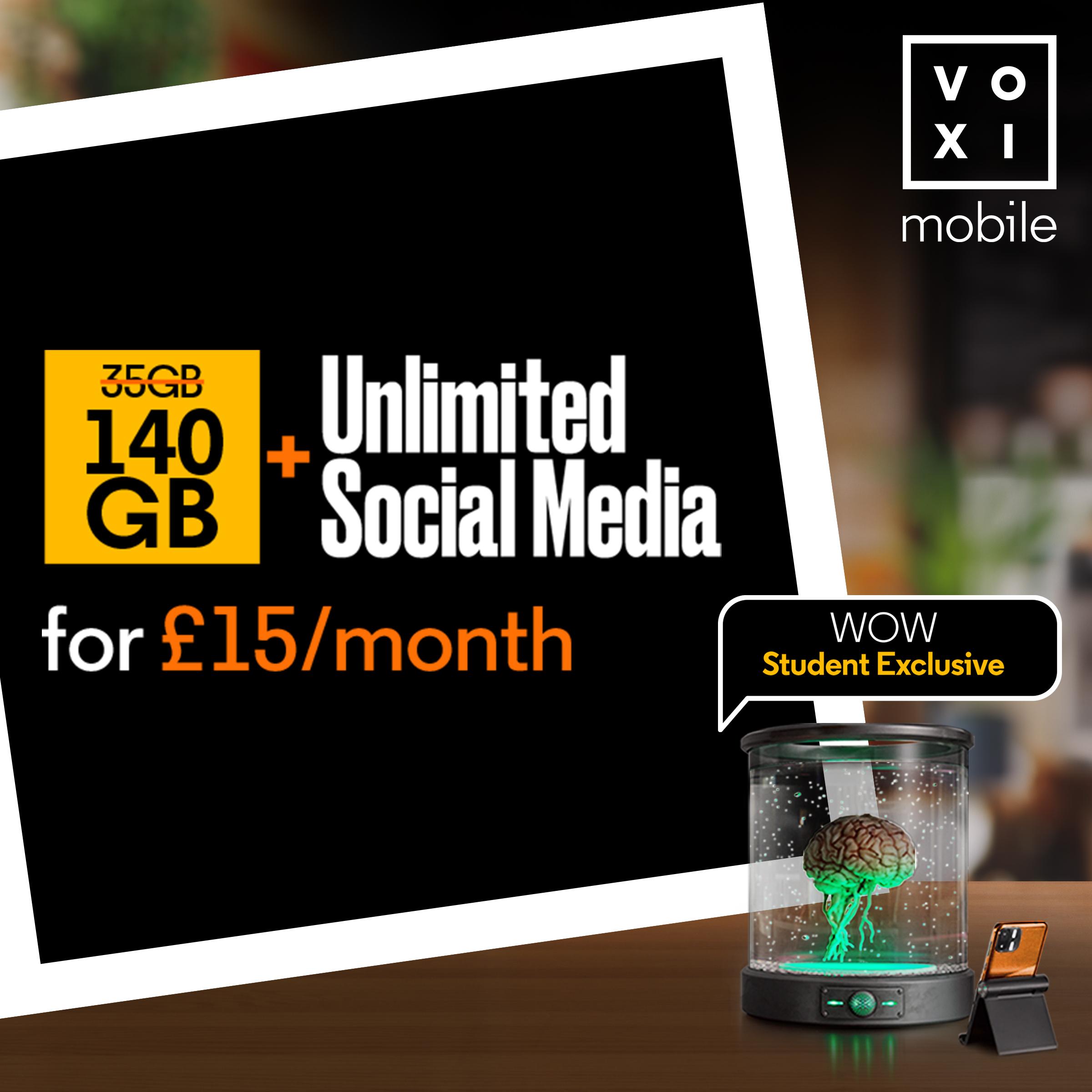 140GB SIM only £15 a Month at VOXI + 1st Month Free