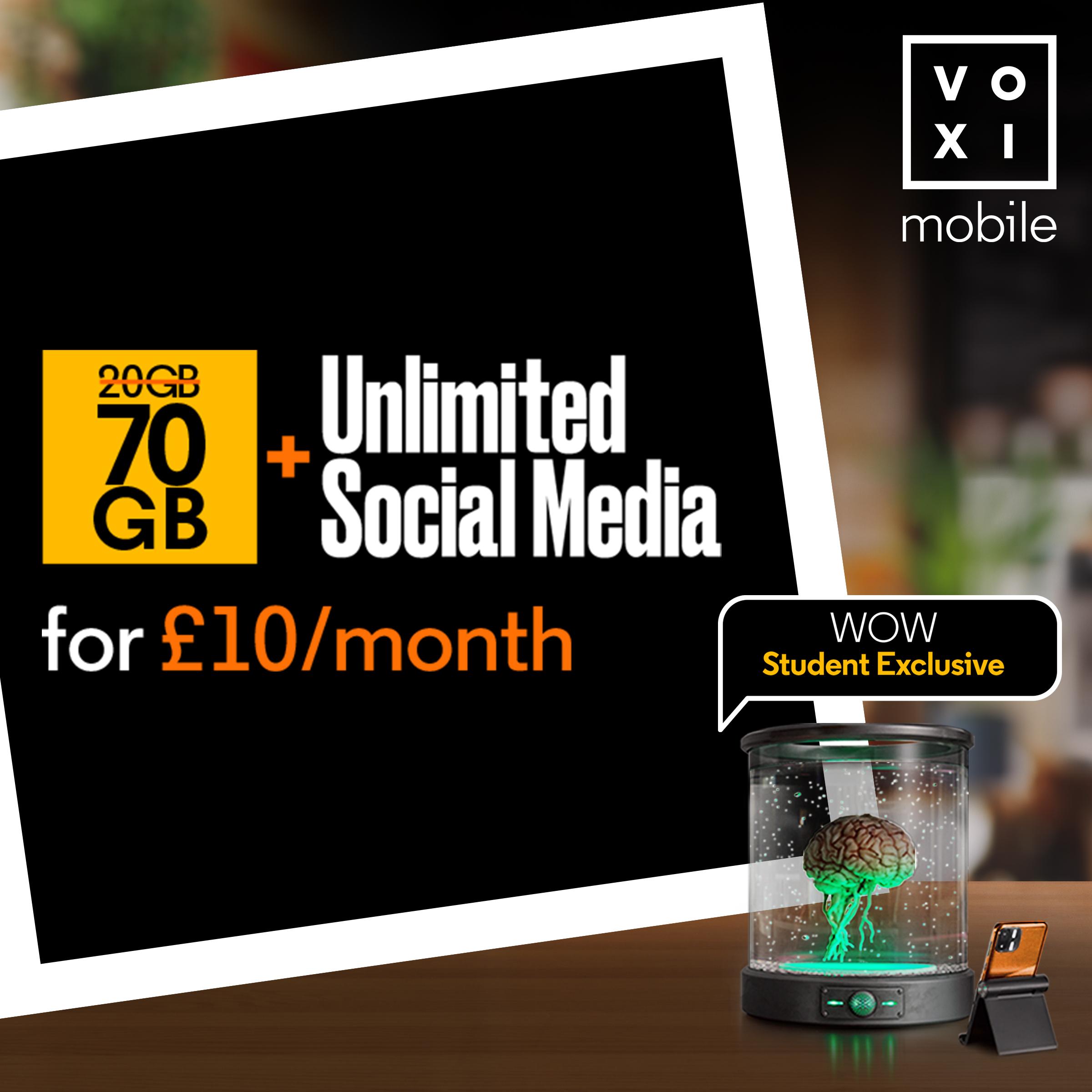 70GB SIM only £10 a Month at VOXI + 1st Month Free